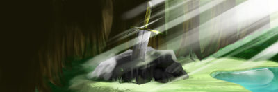 【イラスト】岩にささった剣